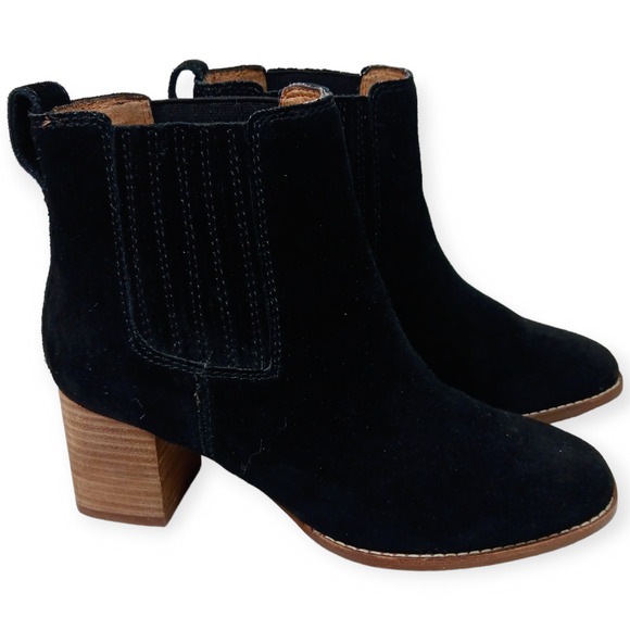 Madewell SZ 8.5 Kat Classic Heeled Chelsea Boot in Black Suede $178 - Picture 2 of 9